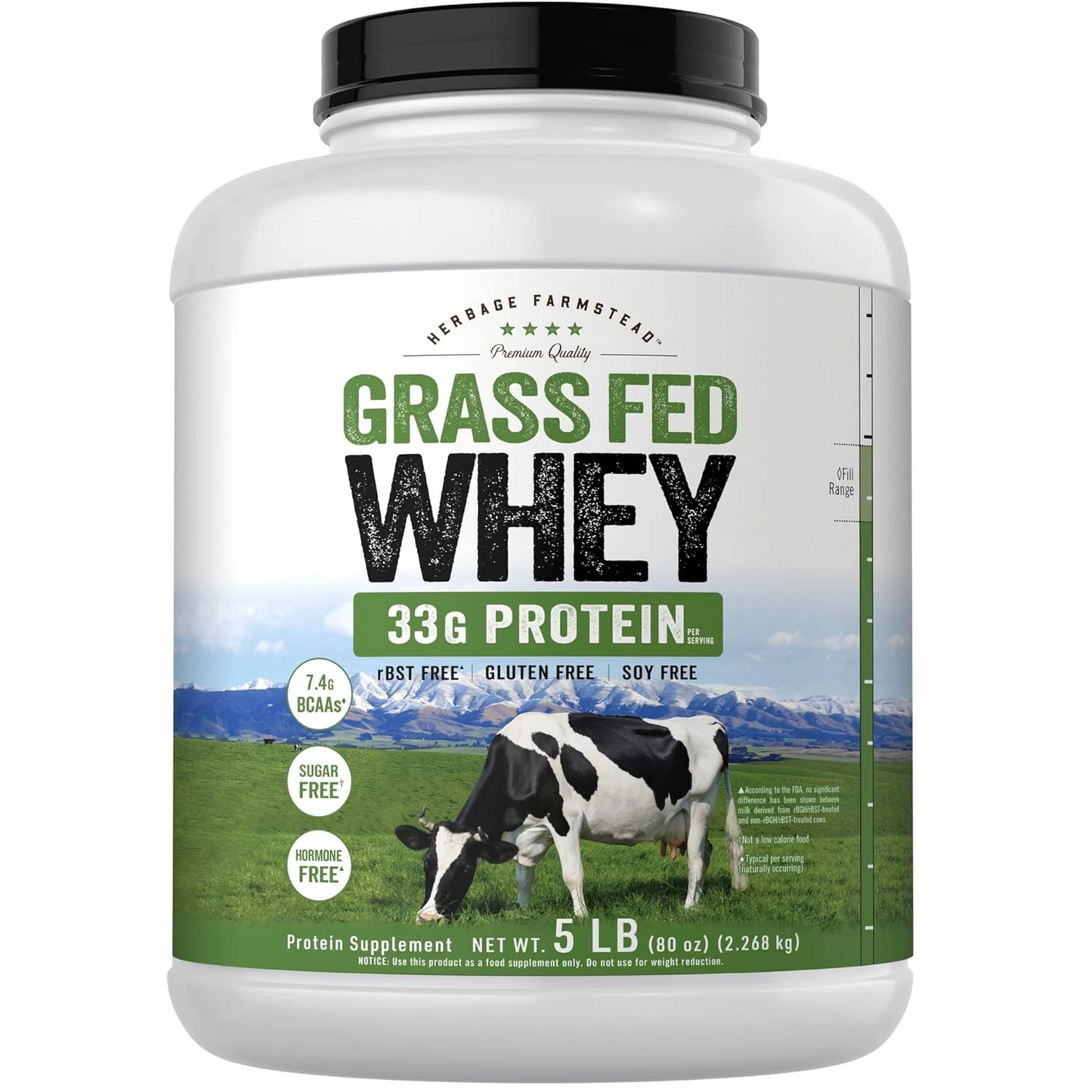 Herbage farmstead Grass Fed Whey Protein Concentrate (5 lbs/2.3 KG)