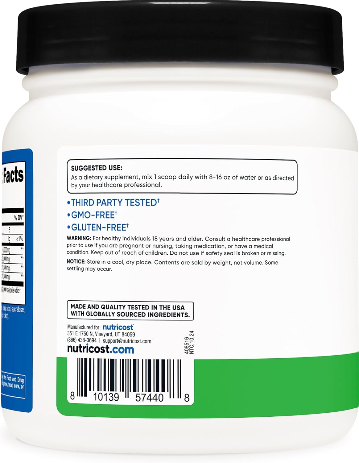 Nutricost BCAA Powder (Green Apple Flavor) 30 Servings