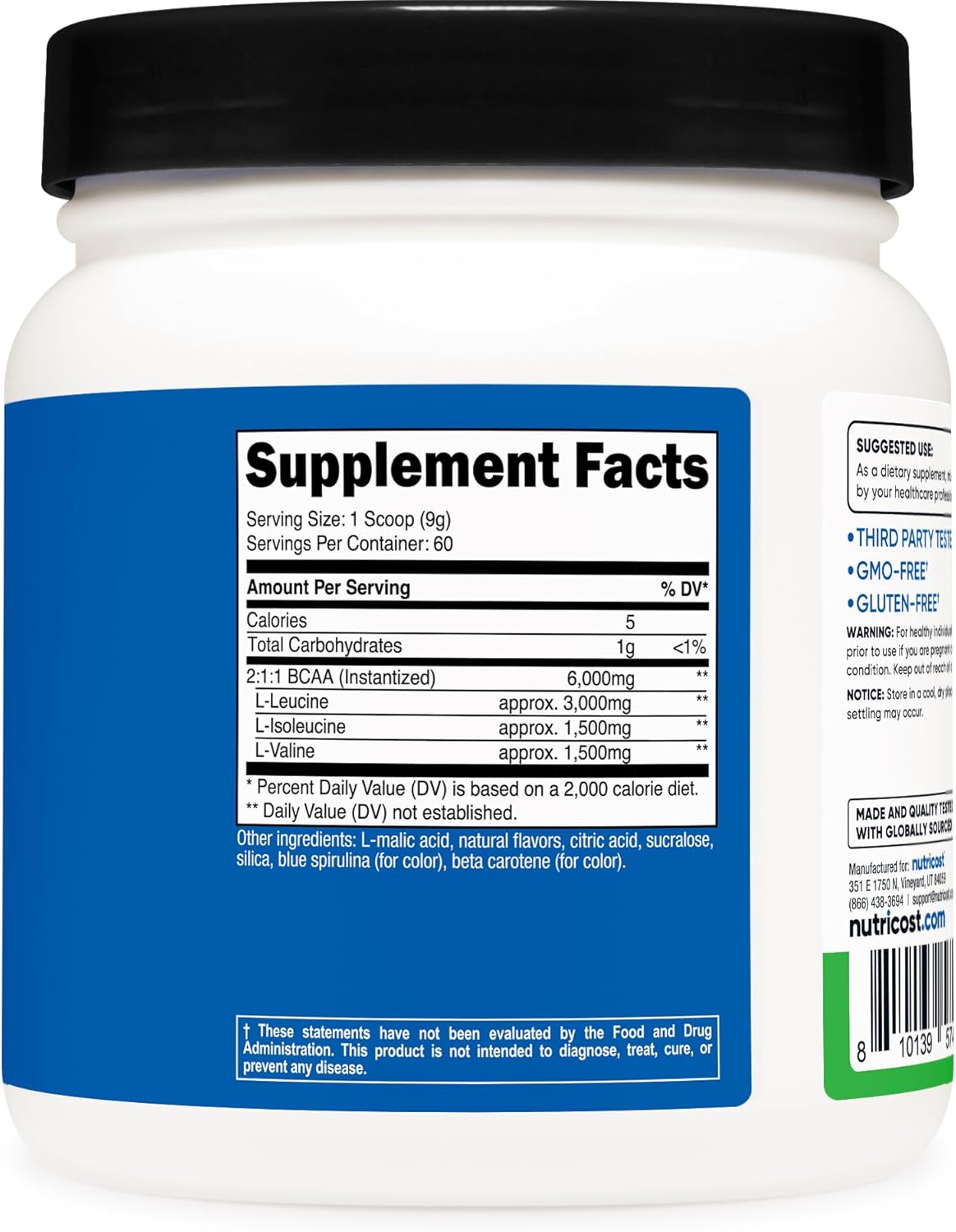 Nutricost BCAA Powder (Green Apple Flavor) 30 Servings