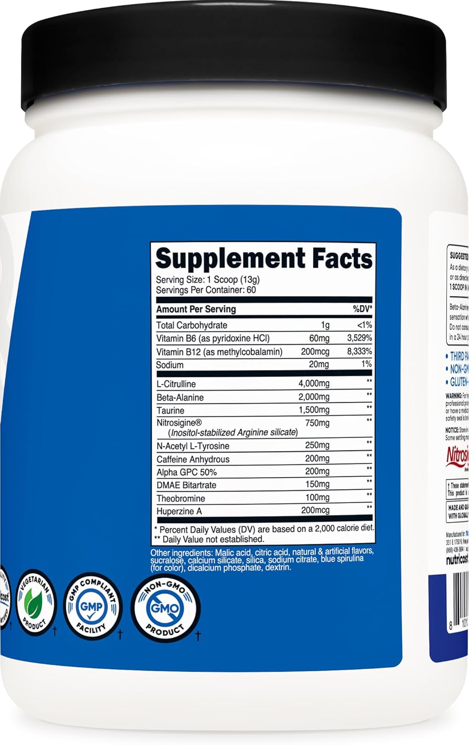 Nutricost Pre-Workout Powder (60 Servings Blue Raspberry)