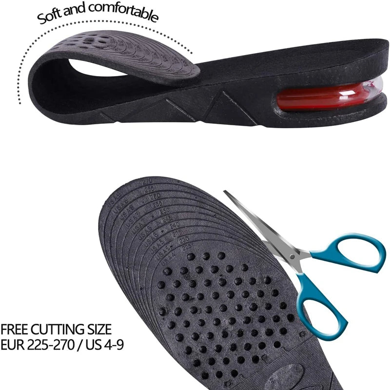 Height Increase Insoles Air Shoes Cushion Height Lifts Inserts Men Women 3-9cm Variable Height Insole Adjustable Cut Foot Pad