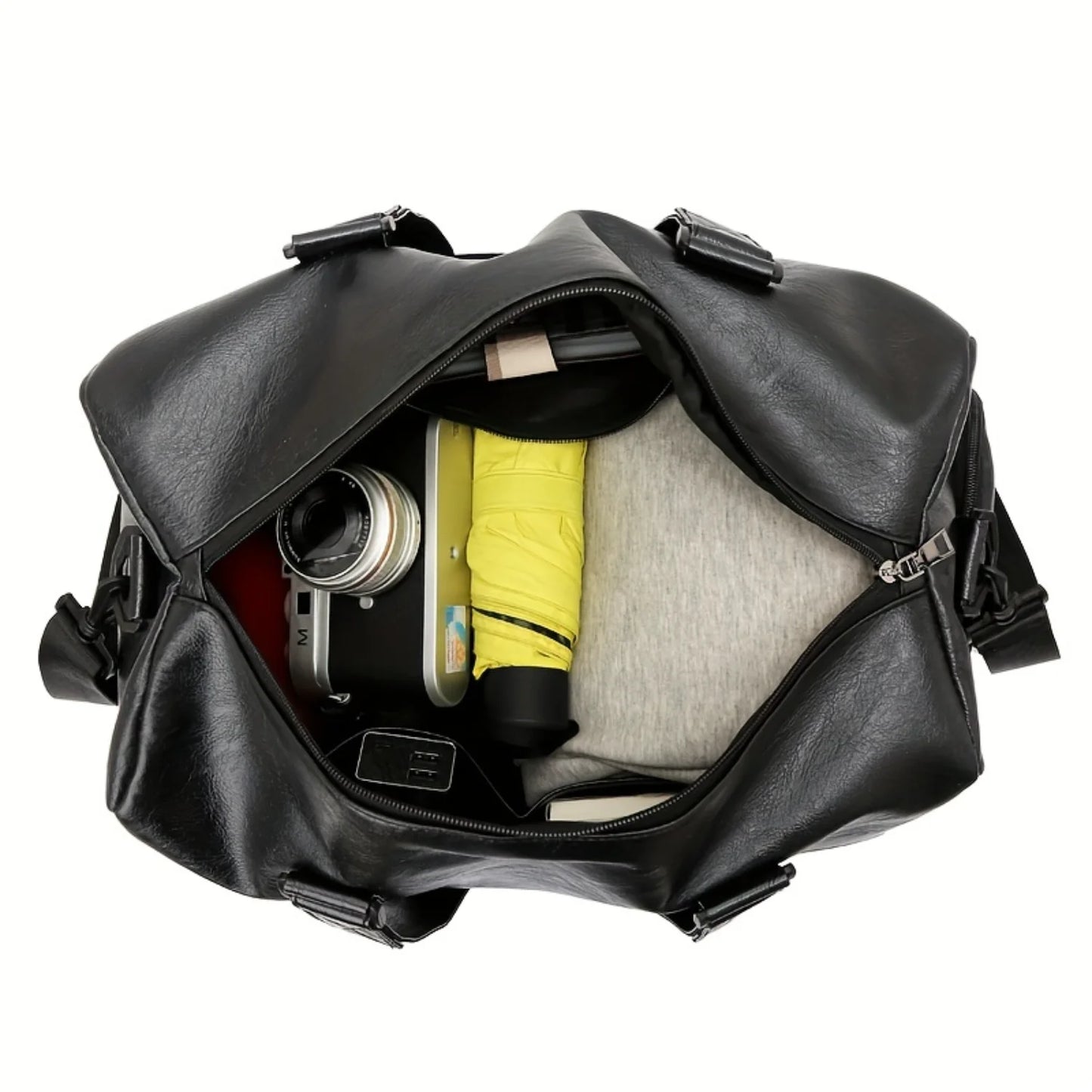 Large Capacity Gym Bag, PU Leather Fitness Bag