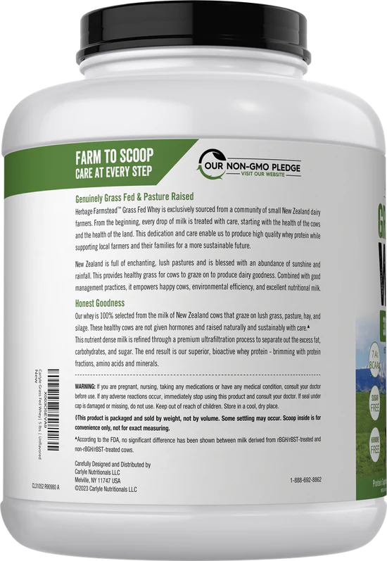 Herbage farmstead Grass Fed Whey Protein Concentrate (5 lbs/2.3 KG)