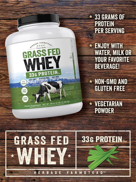 Herbage farmstead Grass Fed Whey Protein Concentrate (5 lbs/2.3 KG)