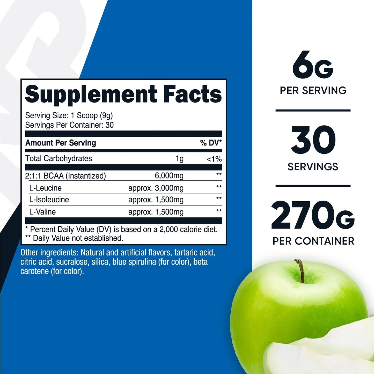 Nutricost BCAA Powder (Green Apple Flavor) 30 Servings