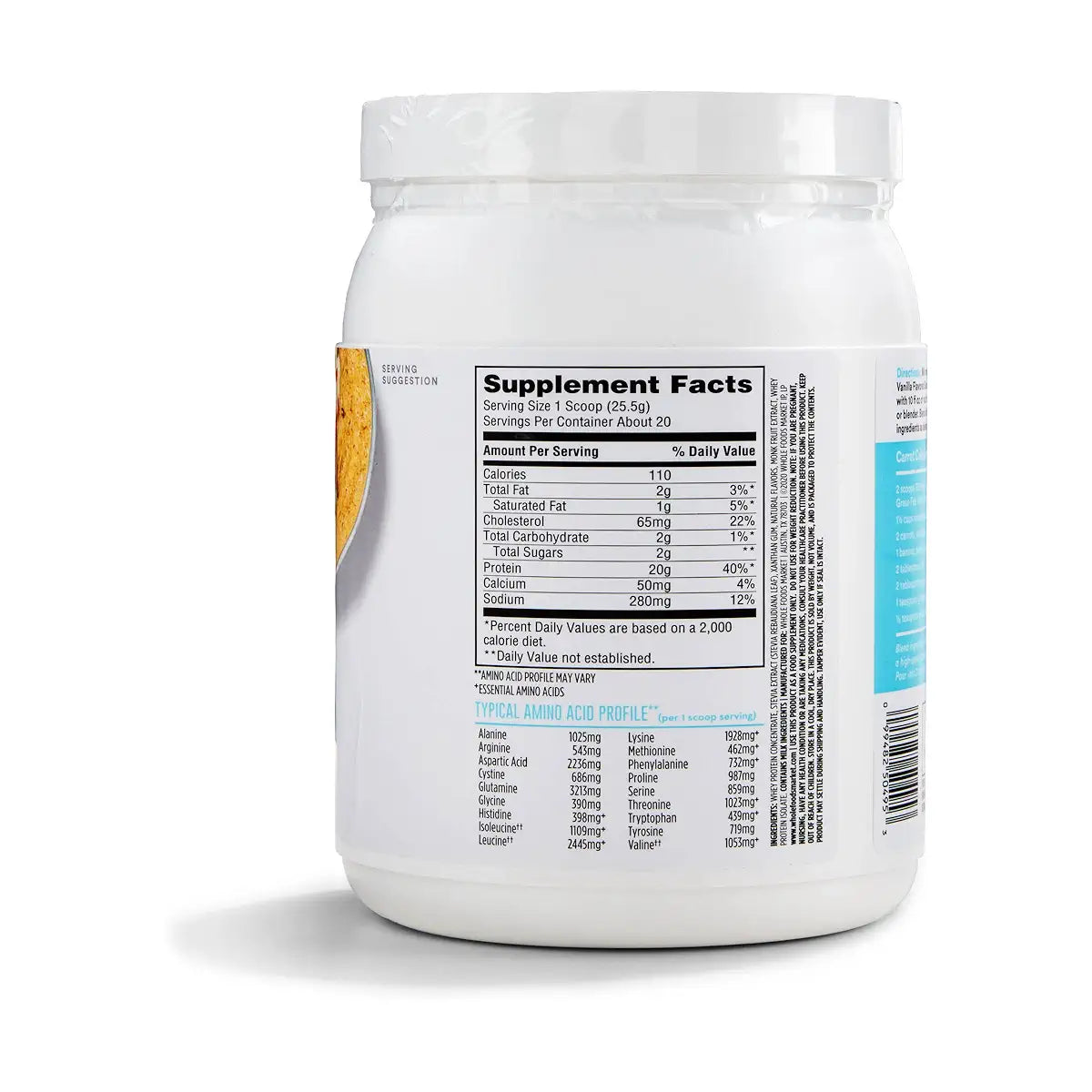 365 by Whole Foods Market Vanilla Grass-Fed Whey Protein Powder (1.1 lb)