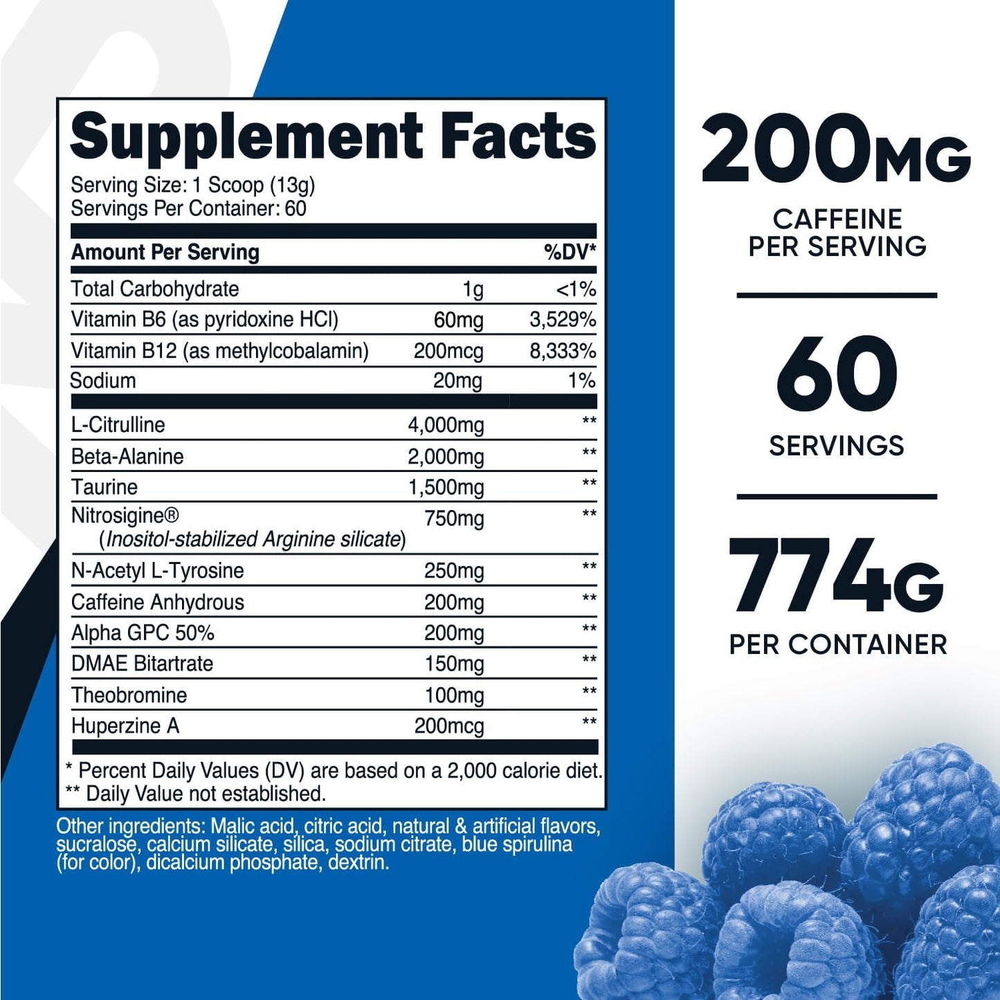 Nutricost Pre-Workout Powder (60 Servings Blue Raspberry)