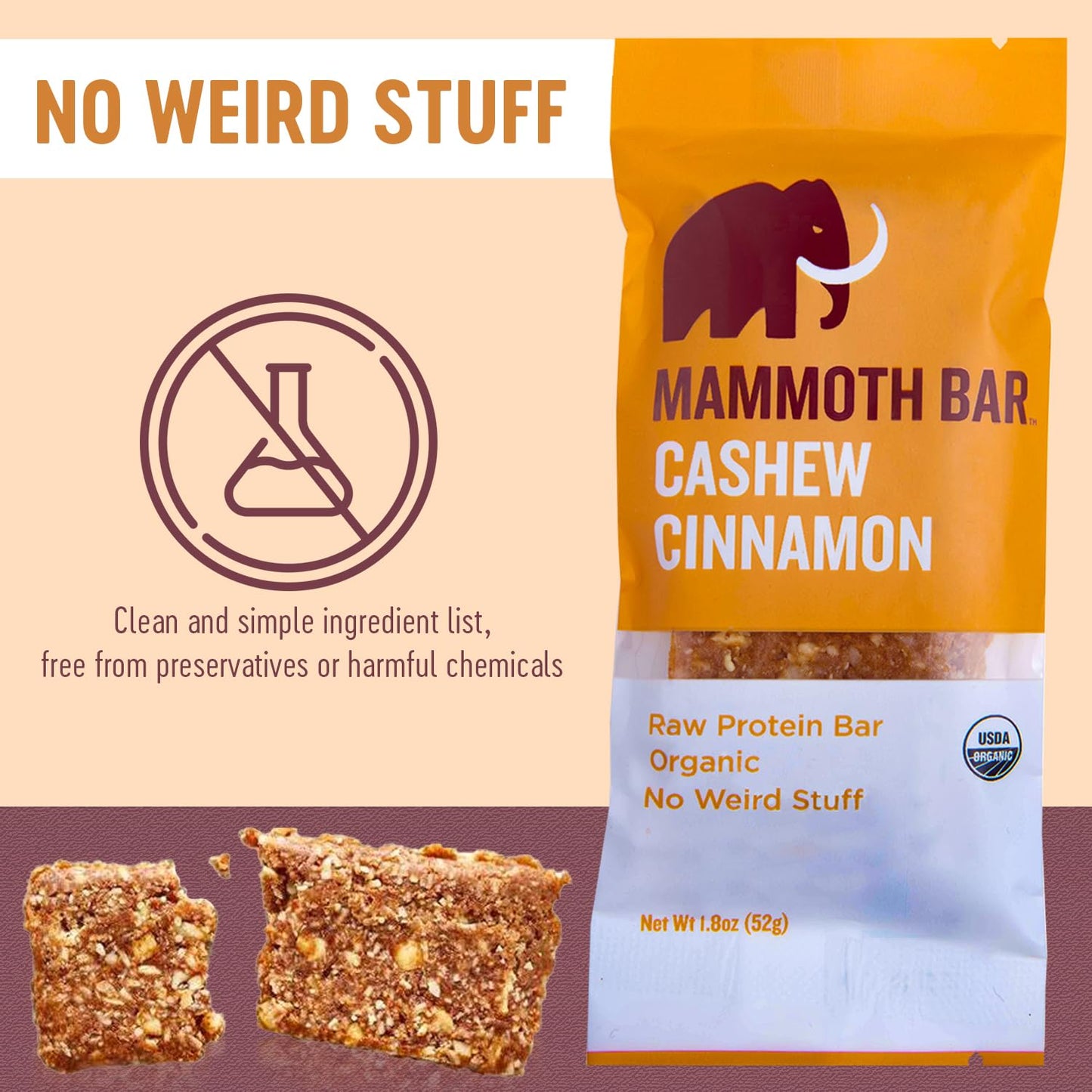 Mammoth Organic Snack Bar Packed with 4g Protein (16 bars)