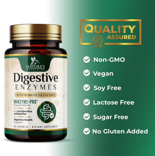Nature's Nutrition Digestive Enzymes with Probiotics 60 Capsules