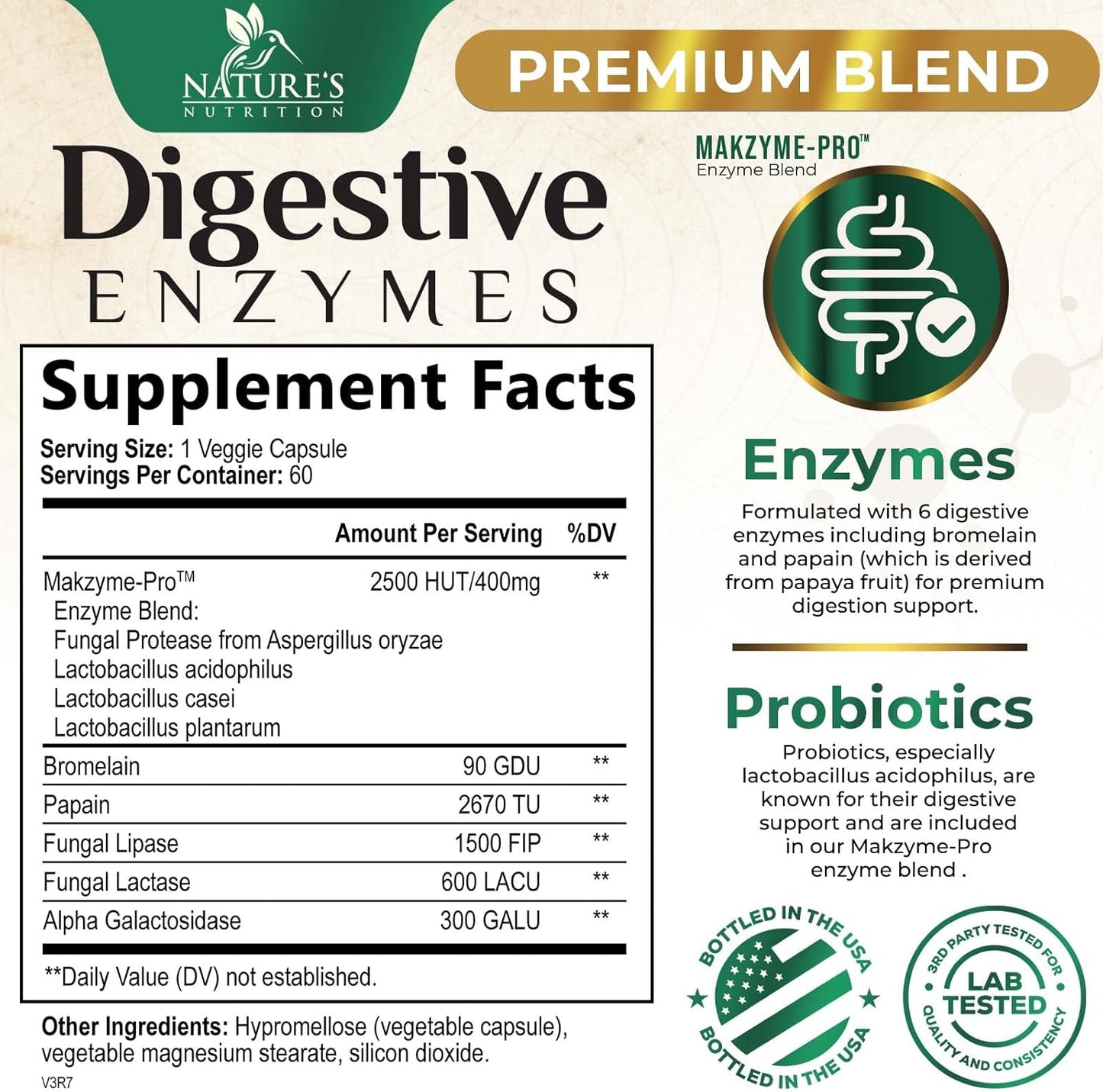 Nature's Nutrition Digestive Enzymes with Probiotics 60 Capsules