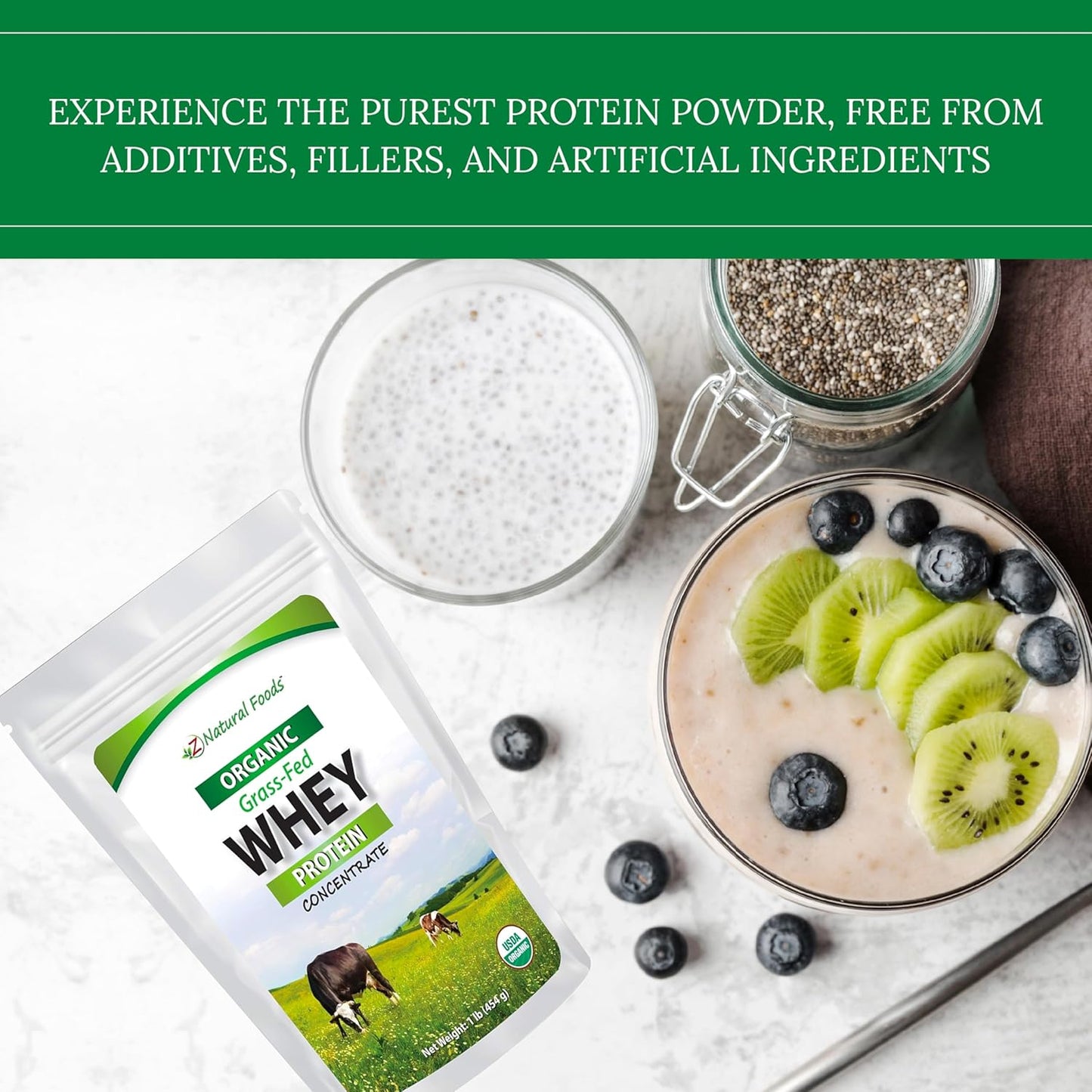 Z Natural Foods Organic Whey Protein Concentrate (Unflavored) 1 lb