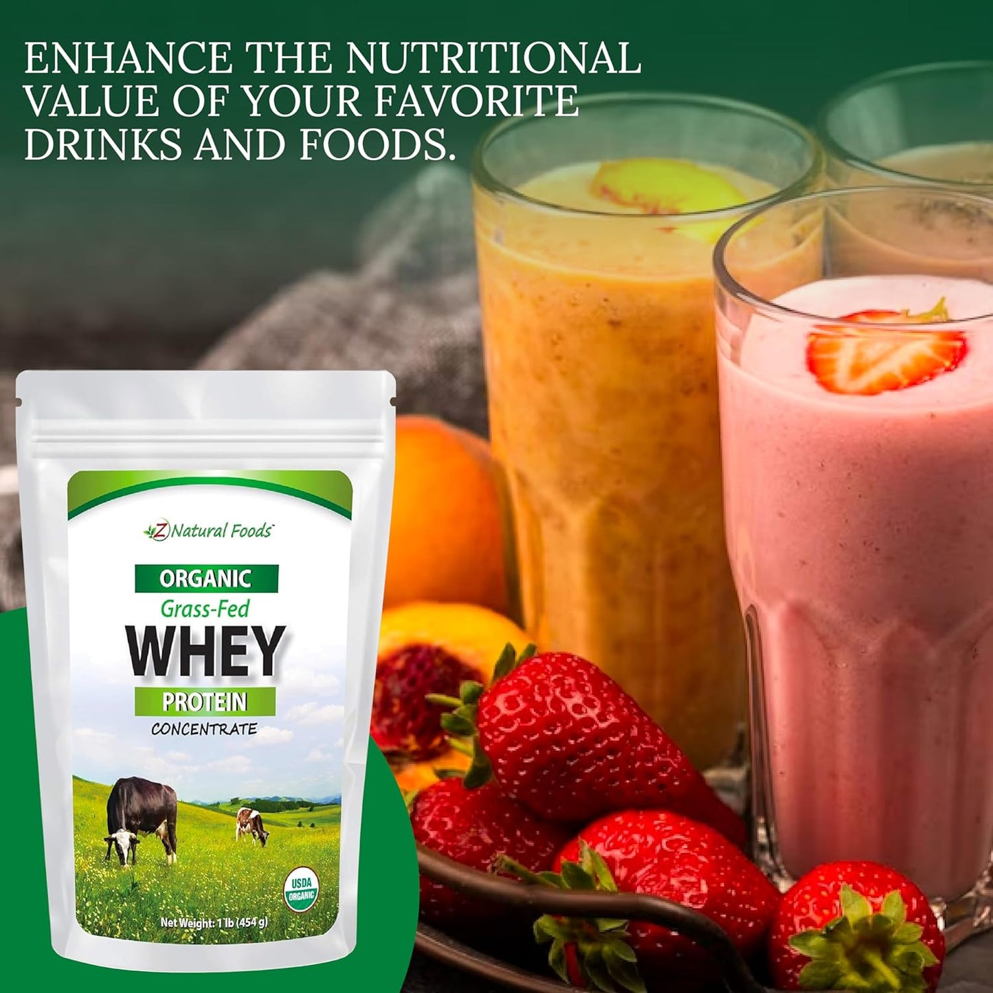 Z Natural Foods Organic Whey Protein Concentrate (Unflavored) 1 lb