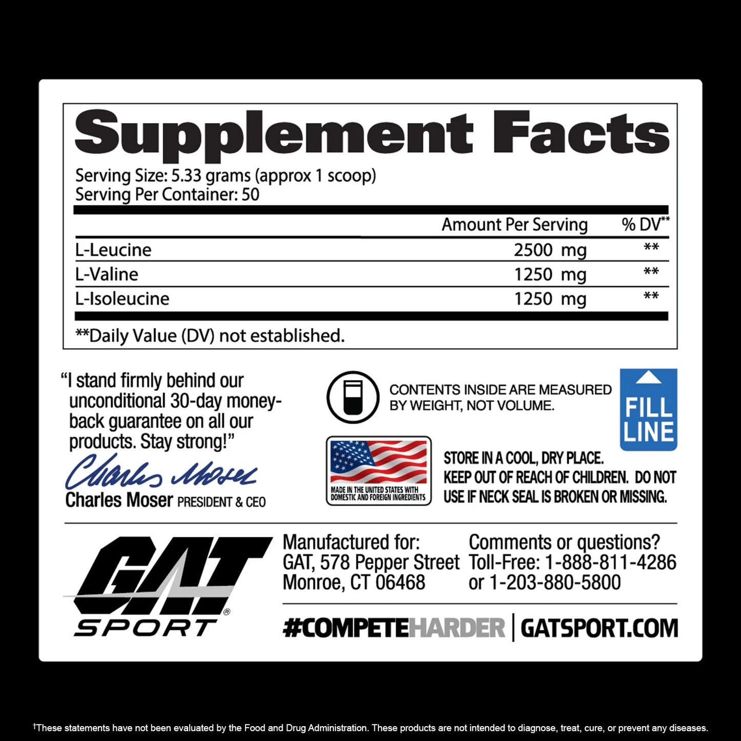 GAT Sport BCAA Powder 266.5 Grams